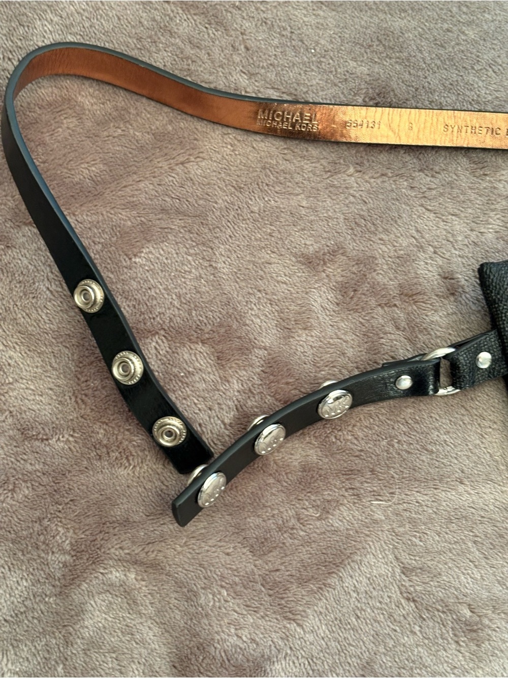 Michael Kors Black Slim Fanny Pack with Silver Chain - Picture 7 of 7